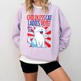 Childless Cat Ladies Vote Kamala Harris Cute Comic Book Cat Comfort Colors Sweatshirt Crimson