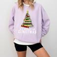 Christmas Book Tree All Booked For Xmas Comfort Colors Sweatshirt Crimson