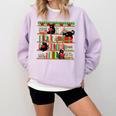 Christmas Cat Santa Bookshelves Book Lover Reader Comfort Colors Sweatshirt Crimson