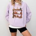 Christmas Cats Bookshelf Gingerbread Comfort Colors Sweatshirt Crimson