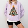 Christmas Tree Books Comfort Colors Sweatshirt Crimson