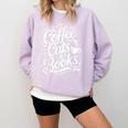 Coffee Cats & Books Reading Book Lover Reader Comfort Colors Sweatshirt Crimson Coffee Cats & Books Reading Book Lover Reader Comfort Colors Sweatshirt Crimson