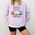 Coffee Crochet Good Book Bookish Yarn Crafter Comfort Colors Sweatshirt Crimson Coffee Crochet Good Book Bookish Yarn Crafter Comfort Colors Sweatshirt Crimson
