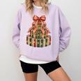Coquette Christmas Book Tree Xmas Lights Librarian Teacher Comfort Colors Sweatshirt Crimson