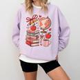 Coquette Teacher School Supplies Bows Books Globe Apple Cute Comfort Colors Sweatshirt Crimson
