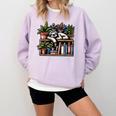 Cosy Sloth In Bookshelf With Plants Comfort Colors Sweatshirt Crimson