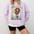 The Crimson Crescent 90s Retro Comic Book Superheroine Art Comfort Colors Sweatshirt Crimson The Crimson Crescent 90s Retro Comic Book Superheroine Art Comfort Colors Sweatshirt Crimson