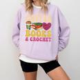 Crochet Coffee Reading Books Crocheter Crocheting Comfort Colors Sweatshirt Crimson Crochet Coffee Reading Books Crocheter Crocheting Comfort Colors Sweatshirt Crimson