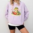 Crocodile Reading Book Watercolor Flowers Kids Comfort Colors Sweatshirt Crimson