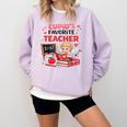 Cupid's Favorite Math Teacher Valentine Reading Book Women Comfort Colors Sweatshirt Crimson Cupid's Favorite Math Teacher Valentine Reading Book Women Comfort Colors Sweatshirt Crimson