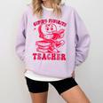 Cupid's Favorite Teacher Valentines Day Heart Book Lover Comfort Colors Sweatshirt Crimson