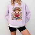 Cute Baby Highland Cow With Reading Book Bookworm Comfort Colors Sweatshirt Crimson Cute Baby Highland Cow With Reading Book Bookworm Comfort Colors Sweatshirt Crimson