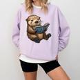 Cute Book Sea Otter Comfort Colors Sweatshirt Crimson