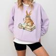 Cute Bunny Reading Book Glasses Bookworm Comfort Colors Sweatshirt Crimson