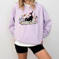 Cute Cat Flower Garden Book Kitty Reading Floral Men Women Girls Kids Comfort Colors Sweatshirt Crimson