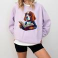Cute Dog Basset Hound Reading Book Comfort Colors Sweatshirt Crimson Cute Dog Basset Hound Reading Book Comfort Colors Sweatshirt Crimson