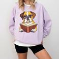 Cute Dog Boxer Reading Book Comfort Colors Sweatshirt Crimson Cute Dog Boxer Reading Book Comfort Colors Sweatshirt Crimson