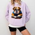 Cute Dog English Bulldog Reading Book Comfort Colors Sweatshirt Crimson Cute Dog English Bulldog Reading Book Comfort Colors Sweatshirt Crimson