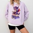 Cute Dragon Read Books Be Kind Stay Weird Book Lover Comfort Colors Sweatshirt Crimson