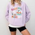 Cute Ghost Book Halloween Spooky Boo School Art Teacher Comfort Colors Sweatshirt Crimson Cute Ghost Book Halloween Spooky Boo School Art Teacher Comfort Colors Sweatshirt Crimson