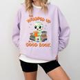 Cute Halloween Teacher Librarian Mummy Reading Books Comfort Colors Sweatshirt Crimson Cute Halloween Teacher Librarian Mummy Reading Books Comfort Colors Sweatshirt Crimson