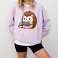 Cute Hedgehog Book Lover Readers Animal Reading Comfort Colors Sweatshirt Crimson