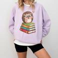 Cute Hedgehog Reading Books Animal Lover Reader Bookworm Comfort Colors Sweatshirt Crimson