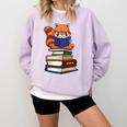 Cute Kawaii Kids Reading Books Glasses Red Panda Lover Comfort Colors Sweatshirt Crimson Cute Kawaii Kids Reading Books Glasses Red Panda Lover Comfort Colors Sweatshirt Crimson