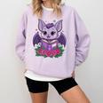 Cute Pastel Goth Bat Reading Book Comfort Colors Sweatshirt Crimson