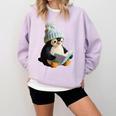 Cute Penguin Reading Book Faux-Crochet Print Comfort Colors Sweatshirt Crimson Cute Penguin Reading Book Faux-Crochet Print Comfort Colors Sweatshirt Crimson