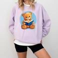 Cute Teddy Bear Reading Book Fun Comfort Colors Sweatshirt Crimson Cute Teddy Bear Reading Book Fun Comfort Colors Sweatshirt Crimson