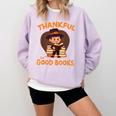 Cute Thanksgiving Teacher Librarian Thankful Reading Books Comfort Colors Sweatshirt Crimson