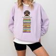 Cute Wiener Dog Dachshund Reading On Pile Of Books Comfort Colors Sweatshirt Crimson