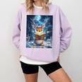 Deer Reads Book Women Girls Reindeer Comfort Colors Sweatshirt Crimson