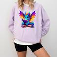 Dragon Reading a Book Bookworm Book Comfort Colors Sweatshirt Crimson