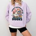 Easily Distracted By Books Read Goose Lover Bookworm Reading Comfort Colors Sweatshirt Crimson