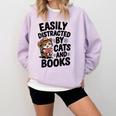Easily Distracted By Cats And Books Lovers Reading Comfort Colors Sweatshirt Crimson Easily Distracted By Cats And Books Lovers Reading Comfort Colors Sweatshirt Crimson