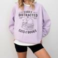 Easily Distracted By Cats And Books For Women Comfort Colors Sweatshirt Crimson