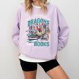 Easily Distracted By Dragons And Books Bookworm Comfort Colors Sweatshirt Crimson
