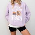 Easily Distracted By Goldens & Books Golden Retriever Dog Comfort Colors Sweatshirt Crimson