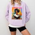 Educated Afro Girl Reading Book Lover History Month Comfort Colors Sweatshirt Crimson