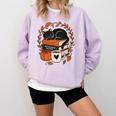 Fall Book Teacher Cat Books Halloween Autumn Librarian Comfort Colors Sweatshirt Crimson