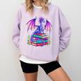 Fantasy Dragon Reading Books Bookworm Comfort Colors Sweatshirt Crimson