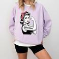 Female Librarian Rosie Riveter Book Guardian Woman Comfort Colors Sweatshirt Crimson