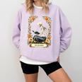 Floral Tarot Card The Reader Skeleton Reading Book Comfort Colors Sweatshirt Crimson Floral Tarot Card The Reader Skeleton Reading Book Comfort Colors Sweatshirt Crimson