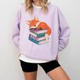Fox Reading Book Pajama Sleep Comfort Colors Sweatshirt Crimson