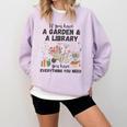 Gardening & Library Lover Books Reading Plants Cute Comfort Colors Sweatshirt Crimson