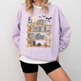 Ghost Book Reading Books Lover Teacher Happy Halloween Comfort Colors Sweatshirt Crimson