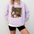 Ghost Reading Book Cat Lover Halloween Reading Enthusiast Comfort Colors Sweatshirt Crimson