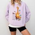 Giraffe Reading Tea Books Coffee Book Lover Graphic Comfort Colors Sweatshirt Crimson